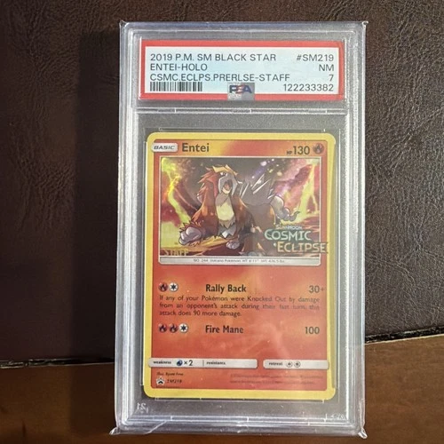 2018 Pokemon SM Black Star Promo Staff #SM219 Entei Holo PSA 7 NM