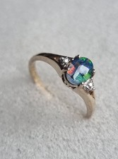 Vintage 925 Silver Real Opal Mosaic Ring Australian Natura Opal Vintage Jewelery