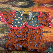 Anthropologie sz XLP Ruffled sleep dress multi color pullover open in back 