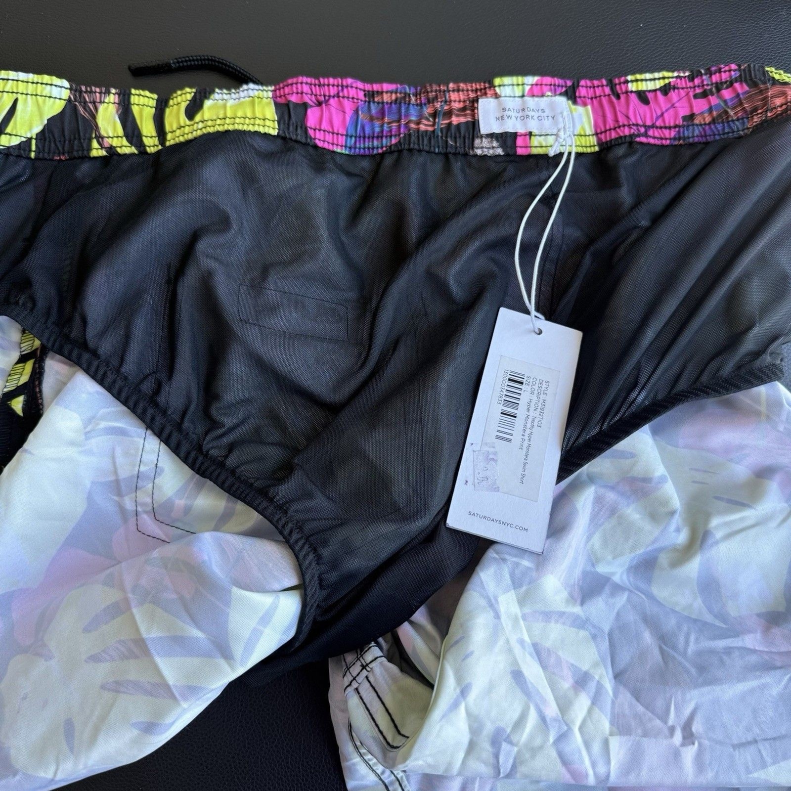 Saturdays NYC Timothy Hyper Monstera Swim Shorts Men's Size L Neon Tropical image 7