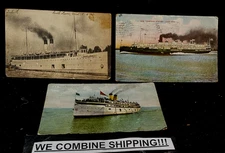 c1909 QTY 3 PC, STEAMSHIP VIEWS, EASTLAND, EASTERN STATES, S. HAVEN, POSTED