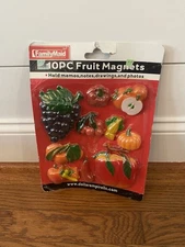 Vintage Pack Of 10 Retro Refrigerator Magnets Fruit Vegetables Family Maid New