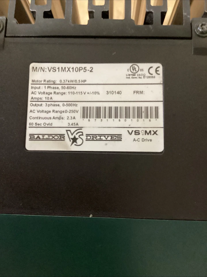 BALDOR VS1MX10P5-2  Microdrive Variable Frequency Drive 1/2HP 115VAC in, 3ph out - Image 2 of 3