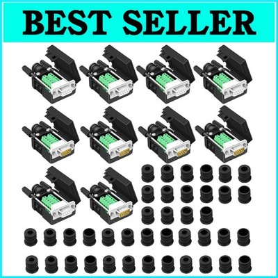 10PCS DB9 Solderless Breakout Connectors with Durable High Compatibility Design