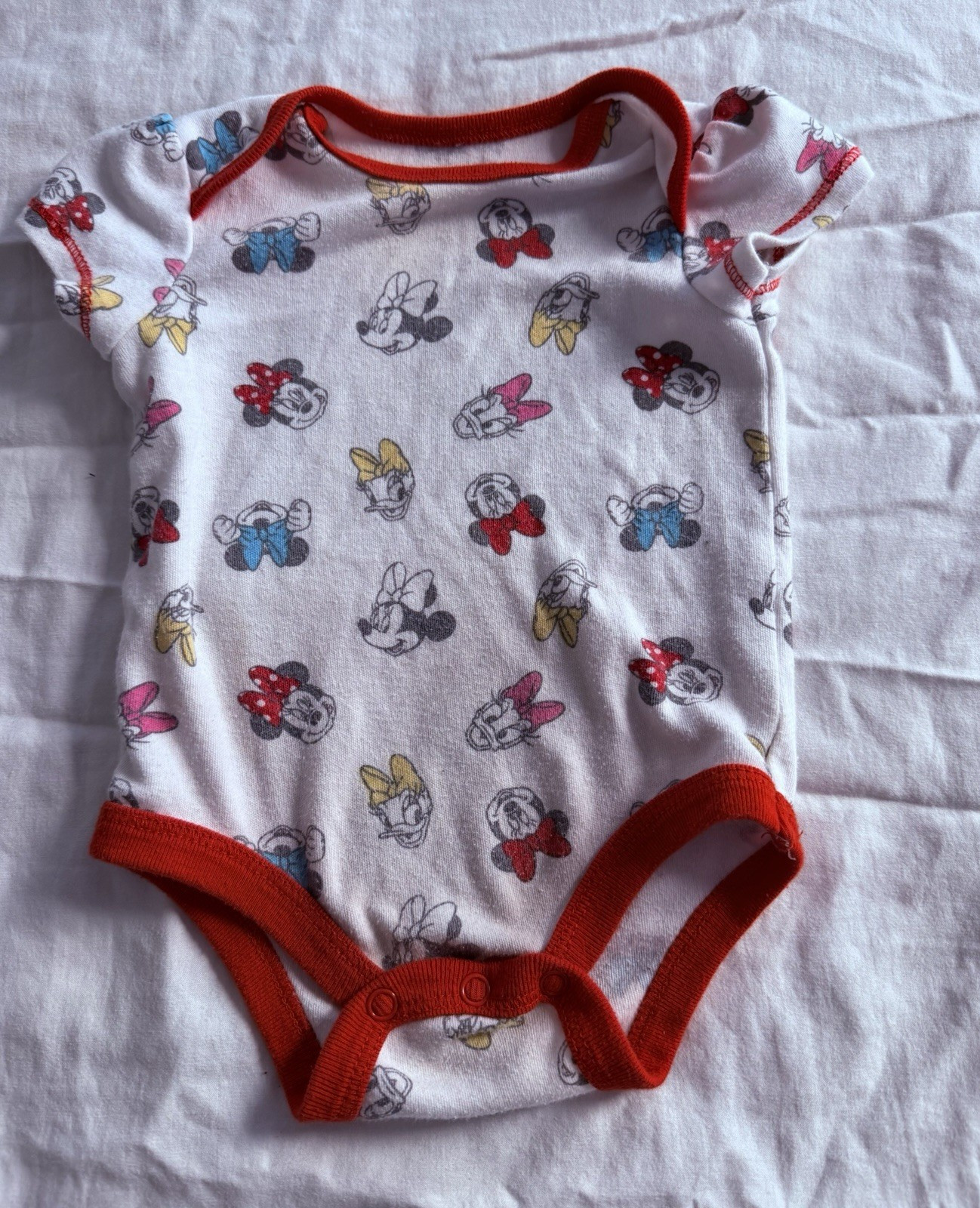 Disney Baby Minnie Mouse Mickey Mouse Cartoon Bodysuit Short Sleeve 0-3 Months