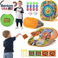 Bean Bag Toss Game Sets for Kids, Toss and Catch Ball Set for Kids Outdoor Baseb