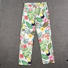 Zara Jeans Women s Size 2 Tropical All Over Print Button Fly Ankle Vibrant NWOT