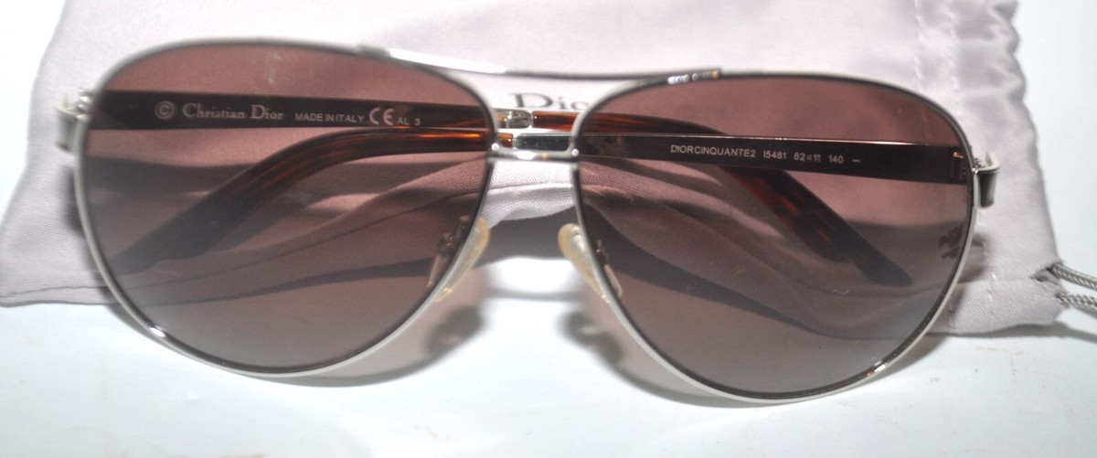 Christian Diorディオール アビエイター シルバートーン サングラス Christian Dior Cinquante 2 Silver Aviator Sunglasses w/ Case