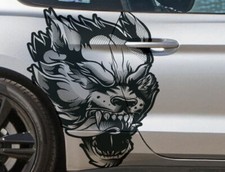 Fits Mustang F-150 Ranger Truck Car Vehicle Graphic Decal Angry Wolf Coyote Side
