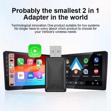 2 in1 Mini Wireless Apple CarPlay/Android Auto Adapter Dongle USB Plug &Play