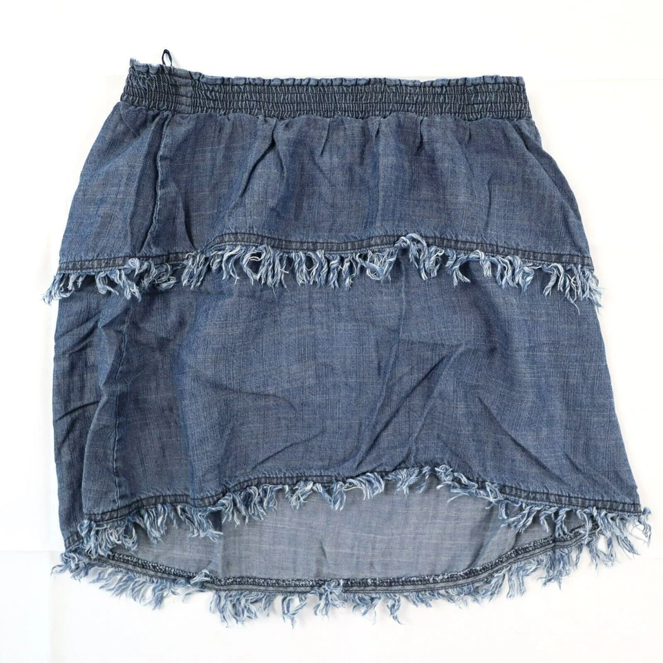 Trina Turk женщин XS мини юбка Lyocell льняной смеси ярусный бахрома кромки фестиваль - Изображение 2 из 4