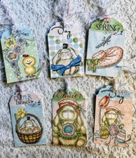 Easter Spring Retro Theme 6 Gift Hang Tags for Junk Journals Party Crafts 319R