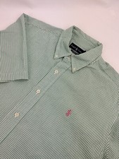 Ralph Lauren Classic Fit Men's Green Seersucker Cotton Short Sleeve Shirt L