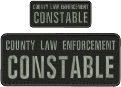 COUNTY L E CONSTABLE EMB PATCH 4X10 AND 2X5 HOOK ON BACK GRAY ON BLACK