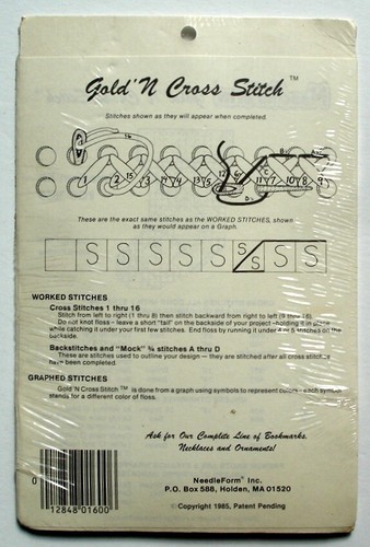 VTG 1985 Gold N Cross Stitch 24 Karat Gold Finish Ornament Kit Seasons Greetings - Picture 2 of 2