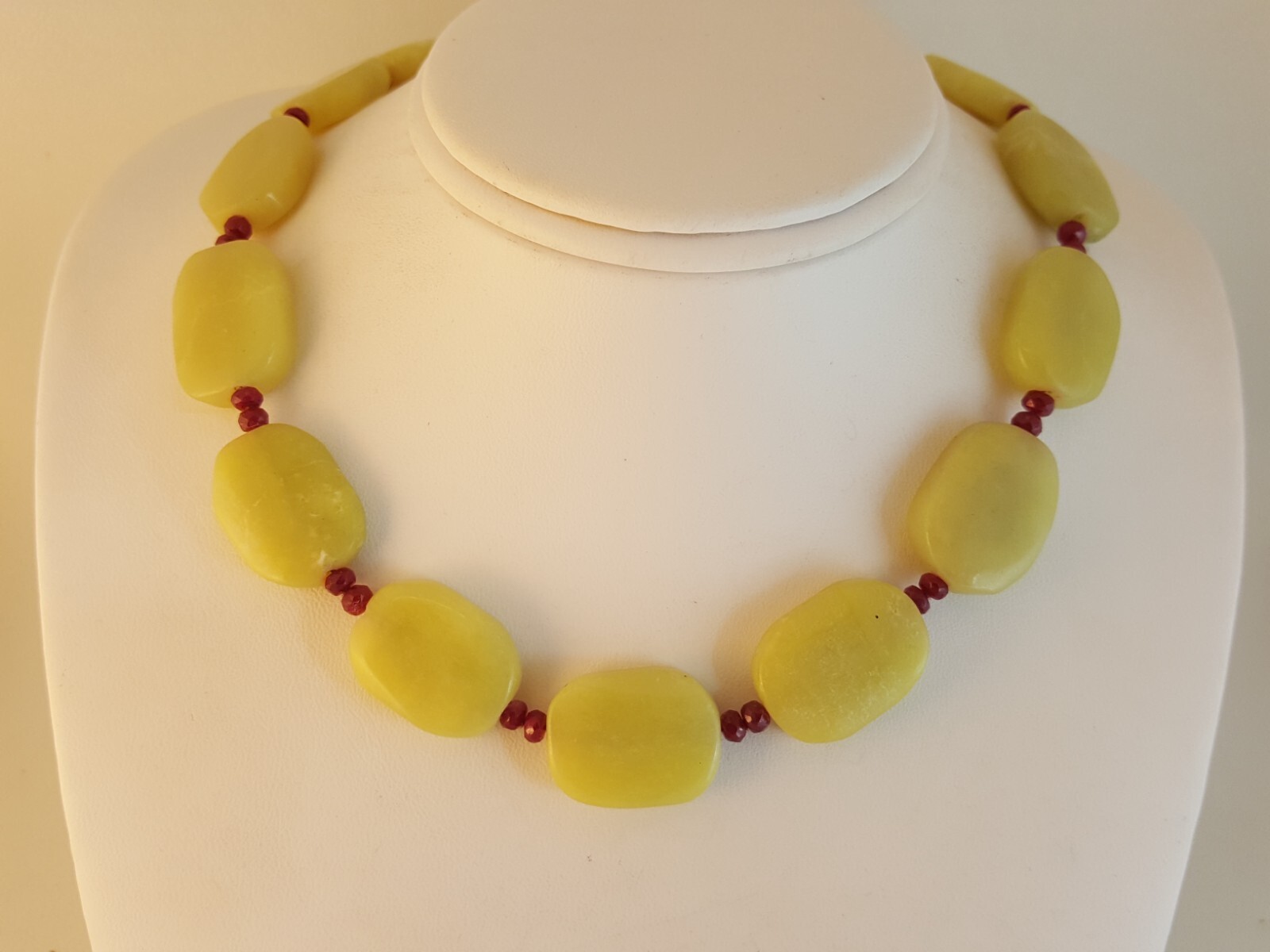 Pineapple jasper faceted ruby bead necklace artis… - image 10