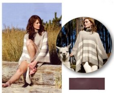 NWT Peruvian Connection Snow Drift Poncho Sweater One Size Taupe Striped Alpaca
