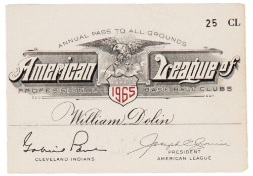 1965 American League Annual Season Pass Jim Palmer Debut Satchel Paige Last Game