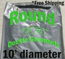 Round 10 Ft Diameter Tarp Heavy Duty Pool Firepit Sandbox Waterproof Field Cover