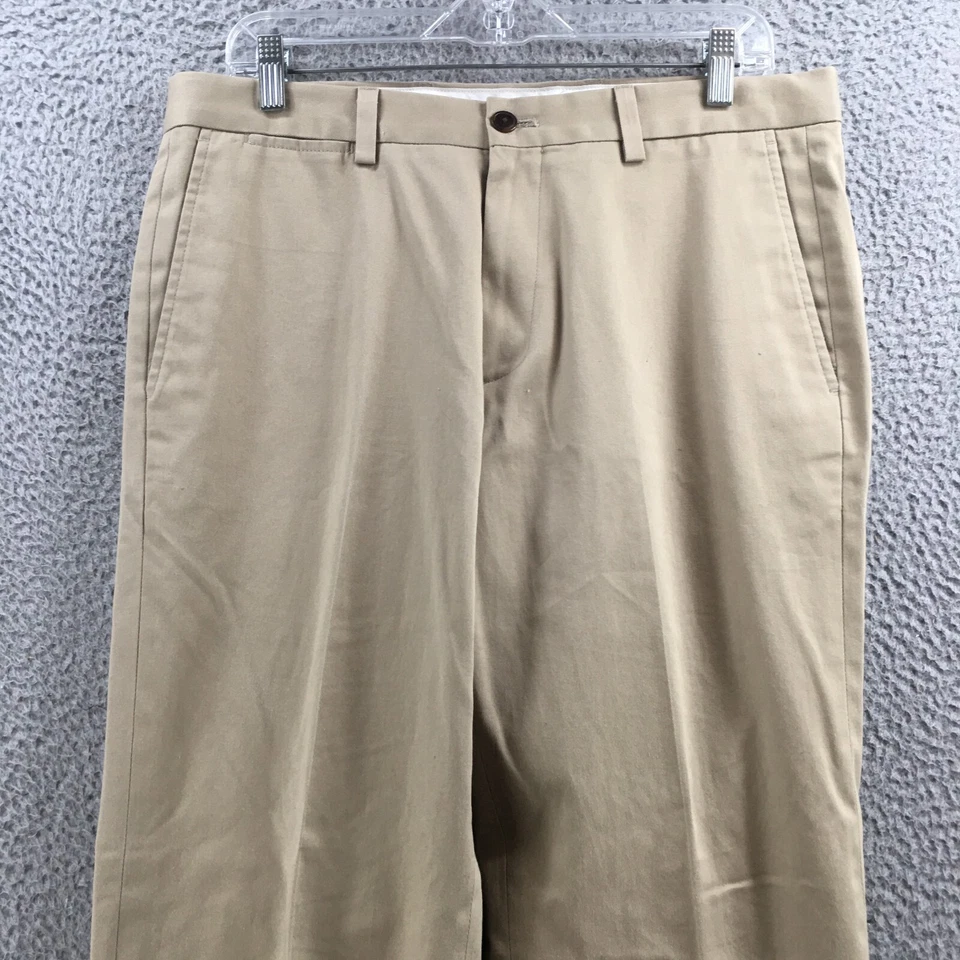 Eddie Bauer Chino Pants Mens 33x32 (actual 35x31) Beige Cotton Mid Rise Zip Fly - Image 2 of 4