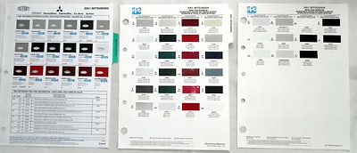 2001 MITSUBISHI DUPONT AND PPG  COLOR PAINT CHIP CHART ALL MODELS