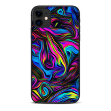 Skins Decal Wrap for Apple iPhone 11 - Neon Color Swirl Glass