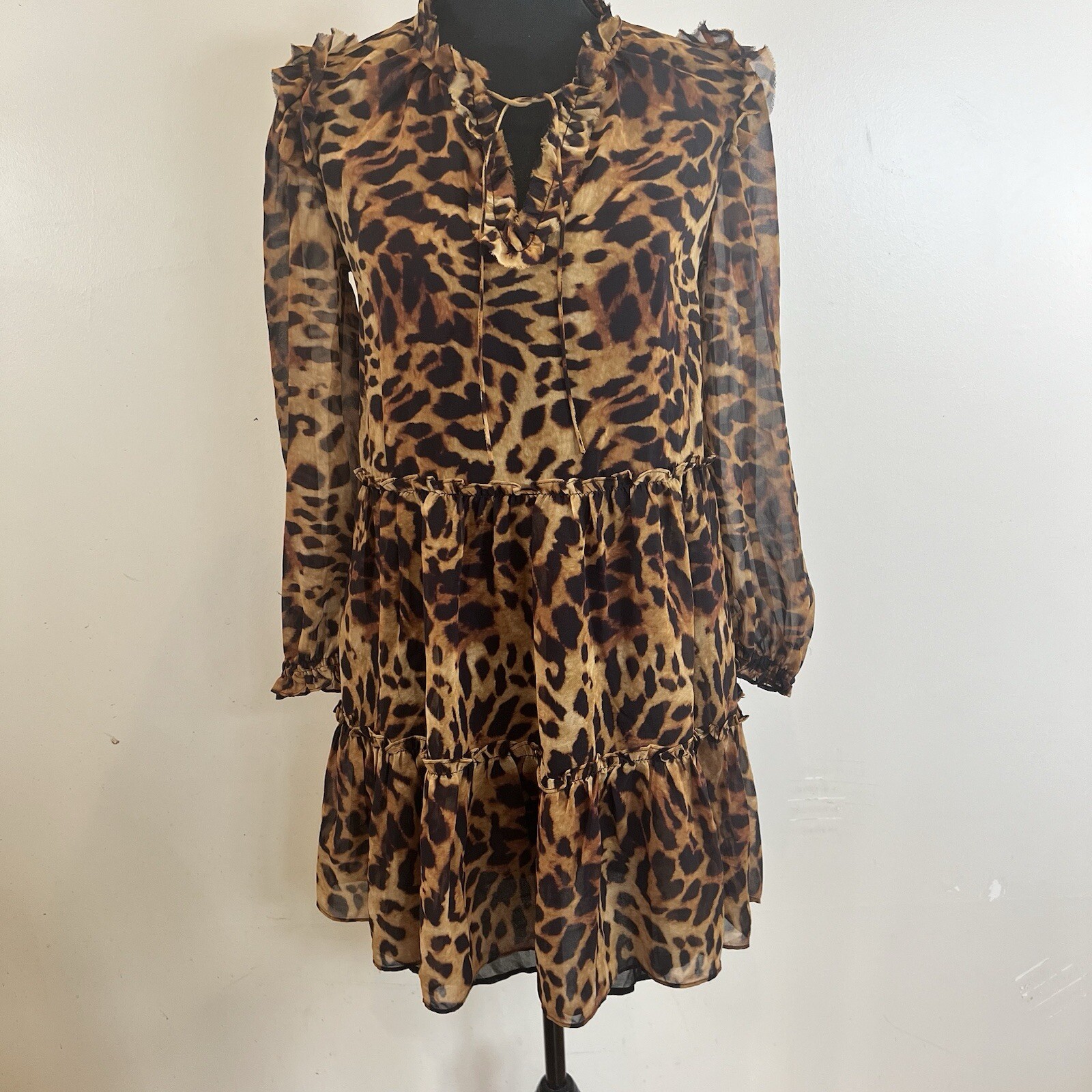 Generation Love NWOT Rumi Mini Dress Brown Leopard Print XS Lined