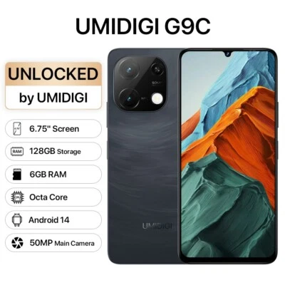 UMIDIGI G9C 6GB+128GB 6.75'' Dual SIM 50MP NFC Android Unlocked Smartphone