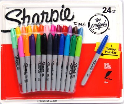 SHARPIE 24 Set Coloured Fine Point Permanent Marker NEW + bonus marker