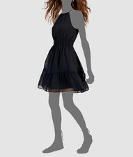  100 INC International Concepts Womens Black Clip-Dot Tiered Halter Dress Size M