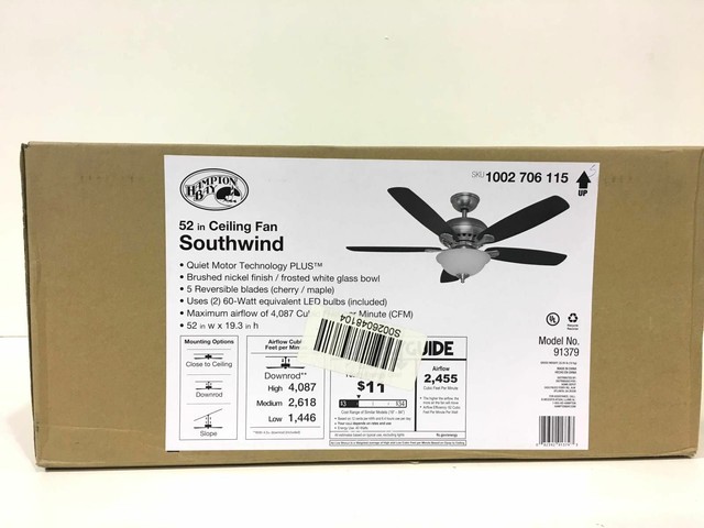 Hampton Bay Larson 52 In Brushed Nickel Ceiling Fan 337293 For