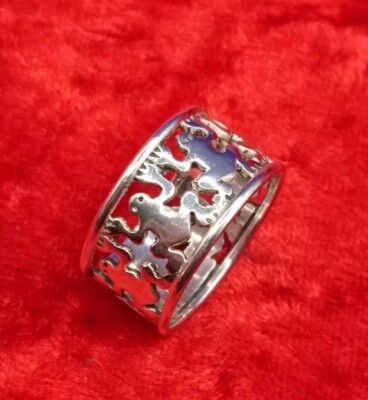 Sterling 925 Silber Frosch Bandring. UK Größe P. Kostenloser UK P&P   