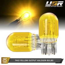 7443 / 7443A / T20 Dual Filament Yellow Halogen Bulbs Pair