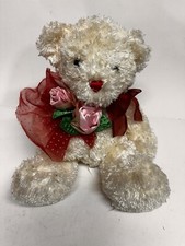 Valentine Teddy Bear Holding Pink Roses
