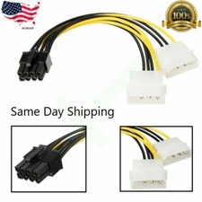 Dual 4 Pin Molex IDE to 8 Pin PCI Express Power Cable PCI-E Adapter W TRACKING 