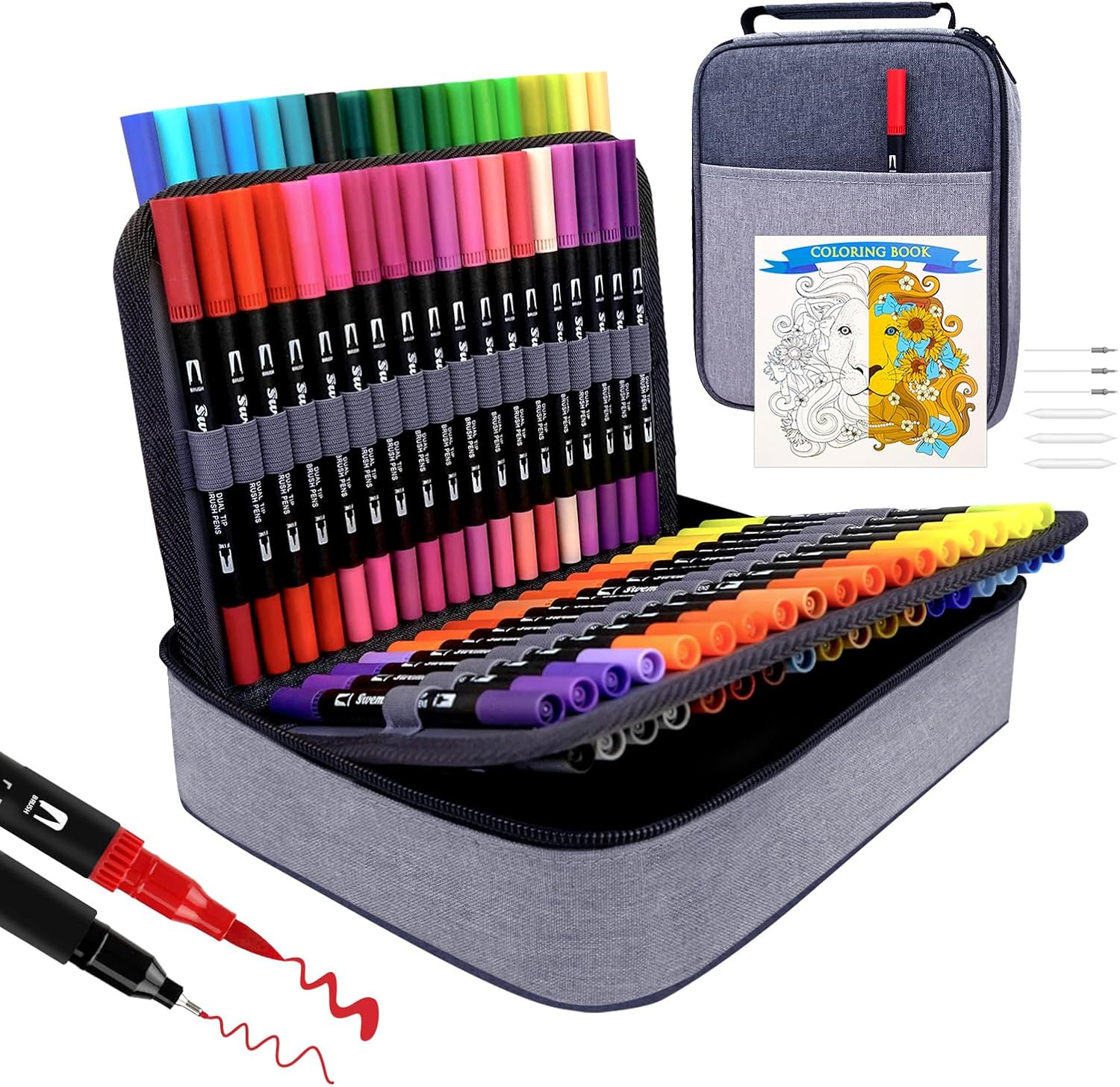 Markers for Adult Coloring Book, 72 Colors Art Markers Set Dual Tip Brush Pen,-image