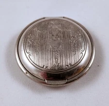 Vintage Art Deco Metal Compact Powder Charles Coryell Design With Mirror