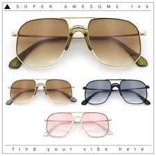 Oversized Iconic Plastic Nose Bridge Rectangle Officer Racer Sunglasses