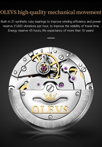 OLEVS Mechanical Watch Calendar Week Luminous Waterproof Couples Wristwatches - Picture 9 of 37