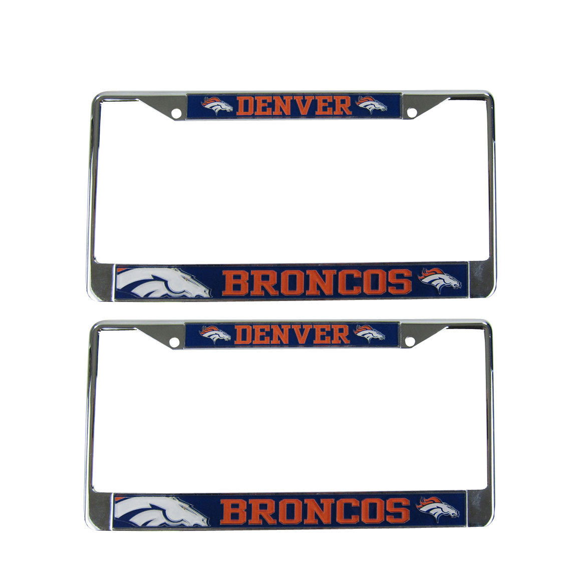 Brand New 2pc Set NFL Denver Broncos Car Truck Metal License Plate
