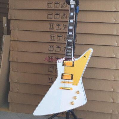 Custom Lzzy Hale Explorer Electric Guitar Mahogany Body Gold Pickguard HH Pickup