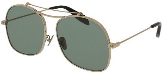 Alexander McQueen AM0088s 003 Gold Sunglasses Green Lens Sonnenbrille  59-15-145