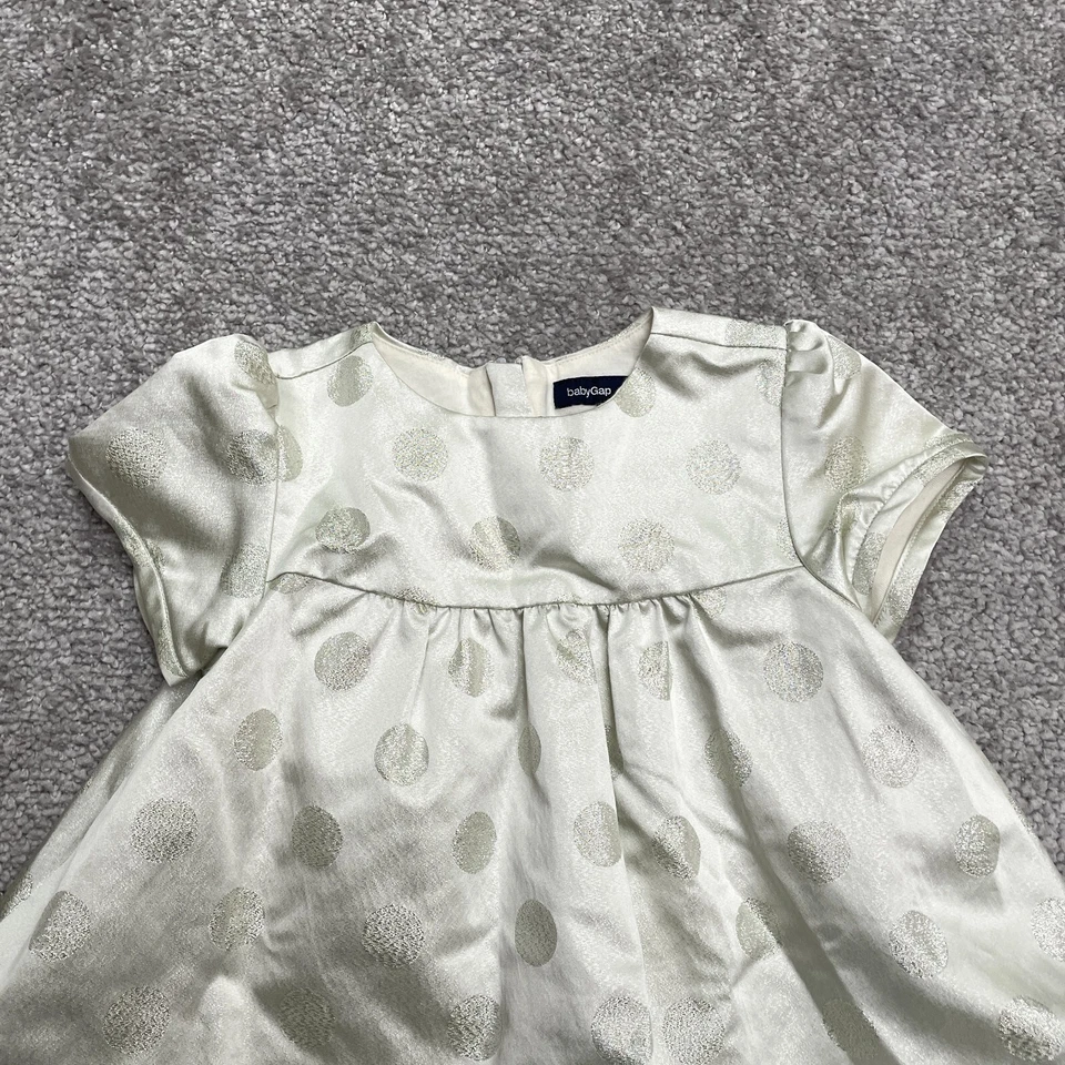 Vestido Metálico Dobladillo Burbuja Bebé Gap Infantil 12-18 Meses Blanco Plata Lunares Foto 3 de 4