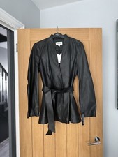 Autograph Real Leather Belted Jacket Size 14 New With Tags