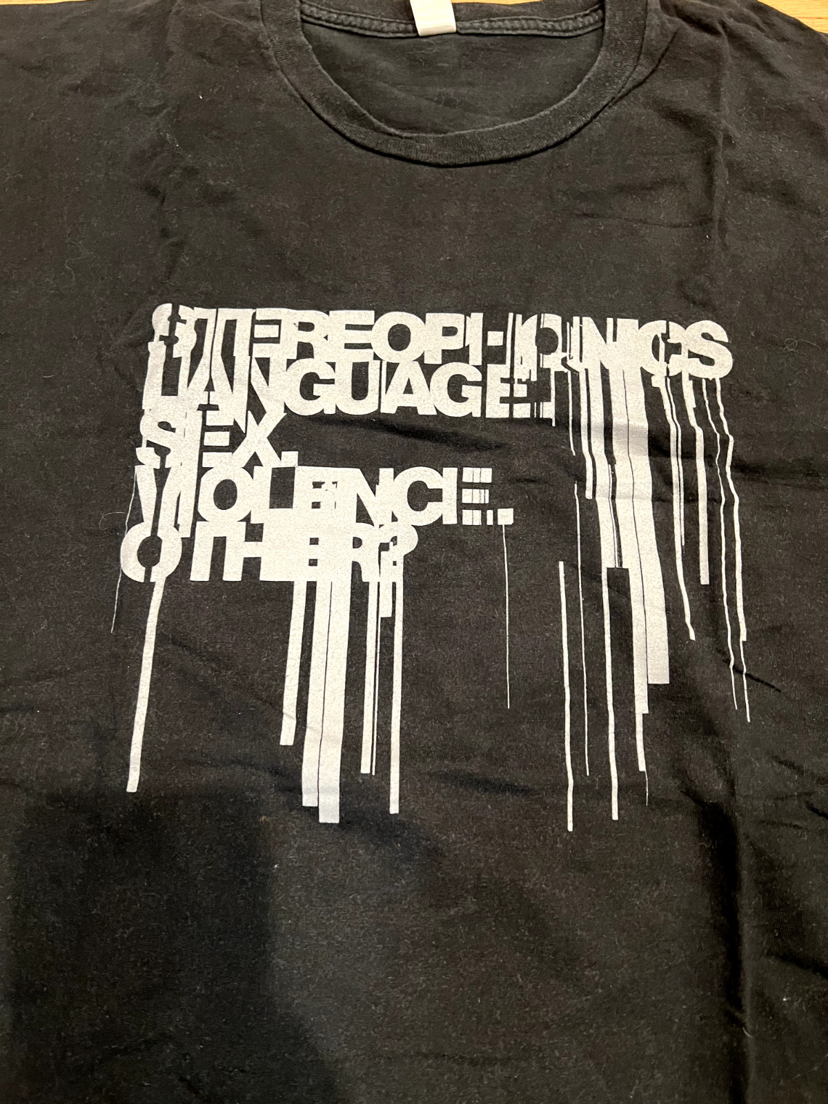 ALTRA Linguaggio stereofonico vintage 2005. Sesso. Violenza. Altro? Camicia concerto tour XL