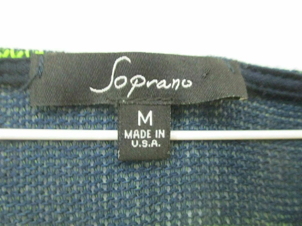 СОПРАНО женщин размер M классический вискоза крючком в полоску зеленый/синий блузка #TY2584 - Изображение 3 из 4