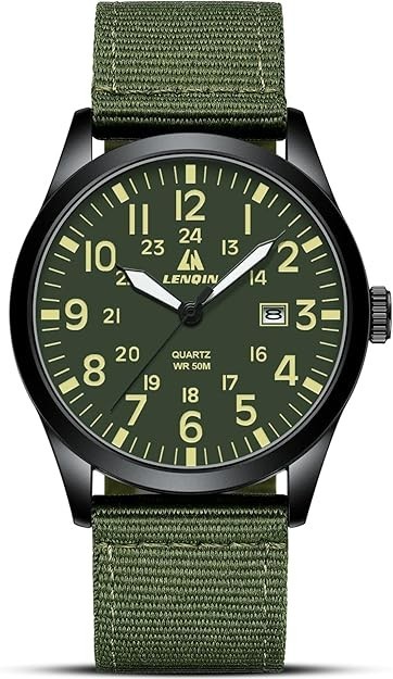 Wrist Watch for Men Women 38mm Rugged Outdoor Wind Up Military