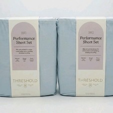 2x Threshold FULL Size Performance 400 Thread Count 100 Cotton Sheet St Lt Blue