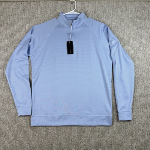 Holderness And Bourne Dry Luxe Performance Tailored Fit 1/4 Zip Mens M Golf Blue