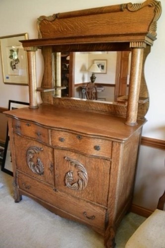 Antique Tiger Oak Sideboard Buffet
